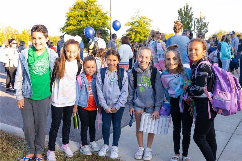 Students walk to school